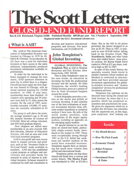 The Scott Letter, September 1988