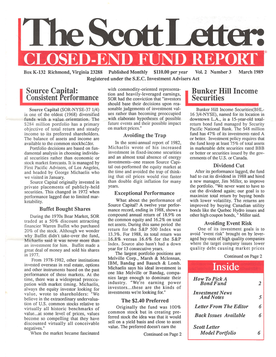 The Scott Letter, March 1989